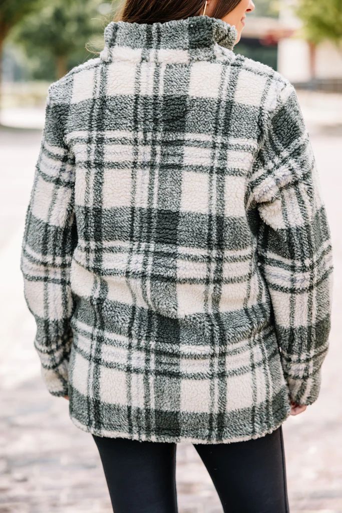This Is The Move Olive Green Plaid Pullover | The Mint Julep Boutique