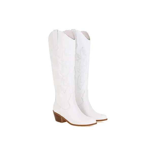 Daeful Cowgirl Boots for Women Embroidered Knee High Cowboy Boots Fashion Pull on Tall Western Bo... | Walmart (US)