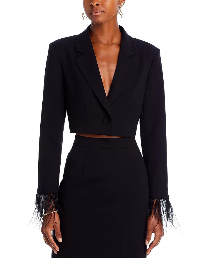 Kismit Cropped Feather Trim Blazer | Bloomingdale's (US)