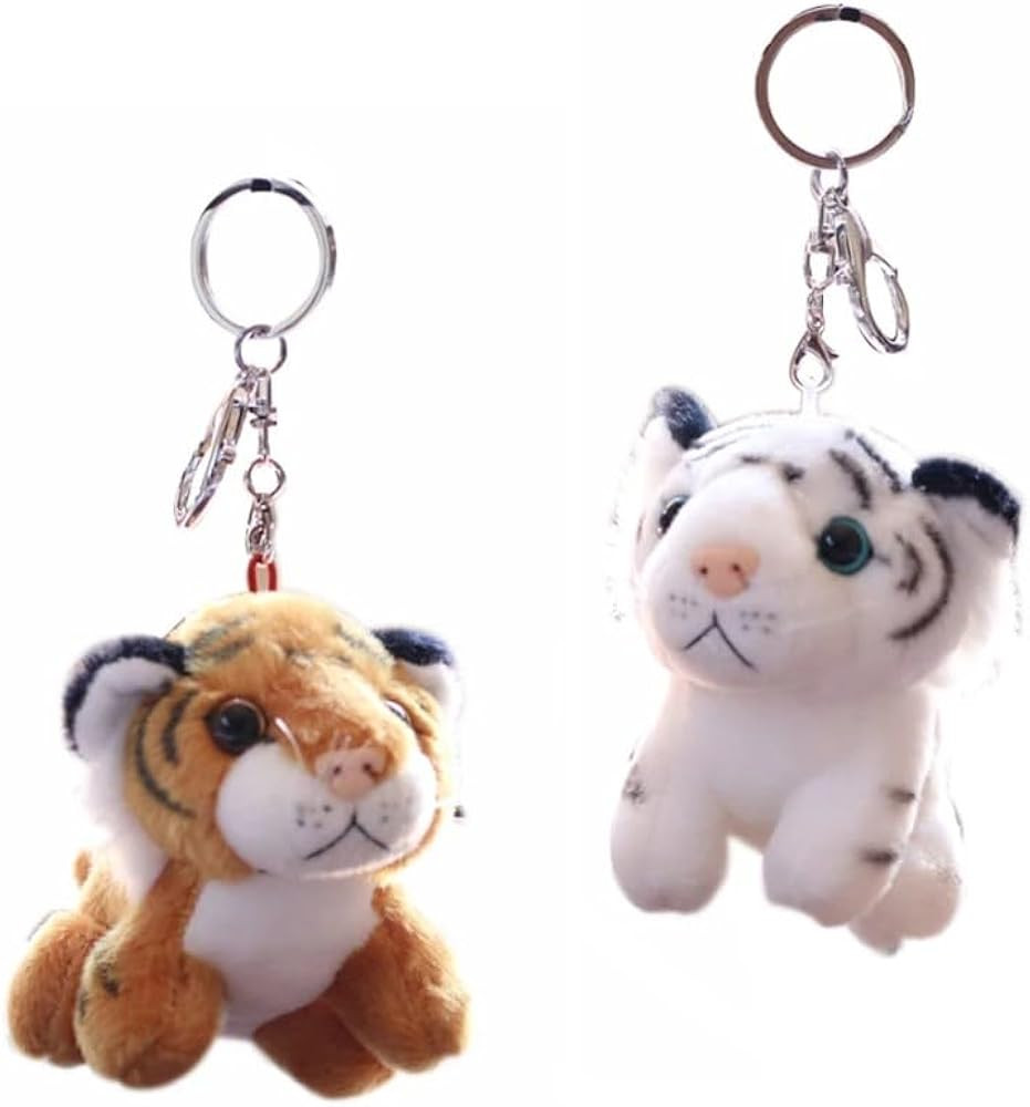 LUOZZY 2PCS Plush Tiger Keychain Stuffed Animal Keyring Pendant Keychains for Backpacks Handbag B... | Amazon (US)