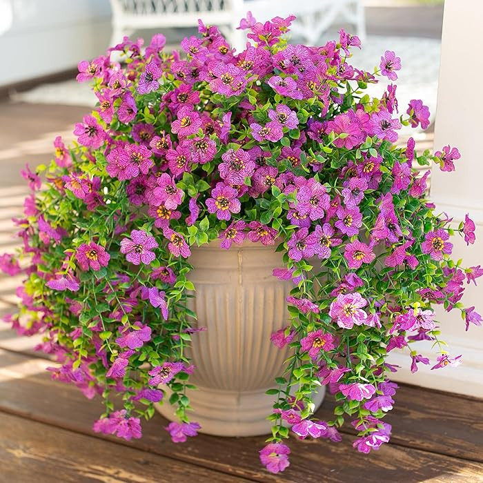 HyeFlora Artificial Flowers for Outdoors Garland Decoration, 2Pcs Purple Fake Hanging Flowers, UV... | Amazon (US)