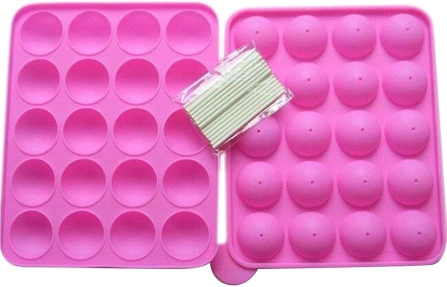 Silicone Cake Mold 20-cavity Half Circle Lollipop Party Cupcake Baking Mold Cake Pop Stick Mold T... | Amazon (US)