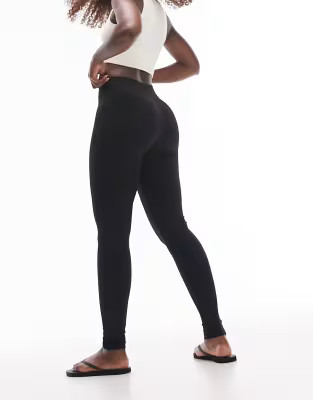Topshop Hourglass full length heavyweight legging with deep waistband in black | ASOS (Global)