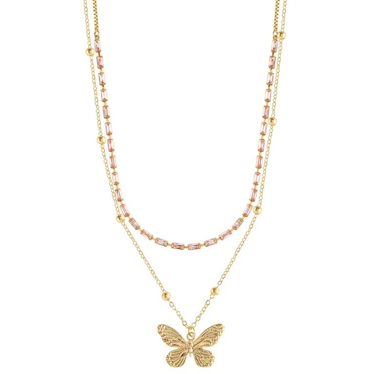 Jessica Simpson fashion Butterfly Layer Metal Necklace | Walmart (US)