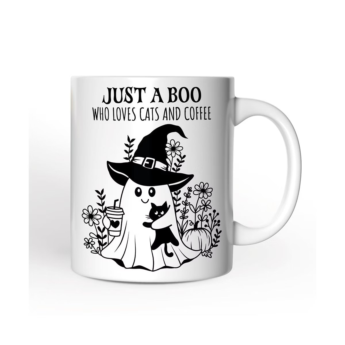 Cute Ghost with Black Cat Mug, Cat and Coffee Lover Halloween Gift (Non-Custom Only)| Ornamentall... | Target