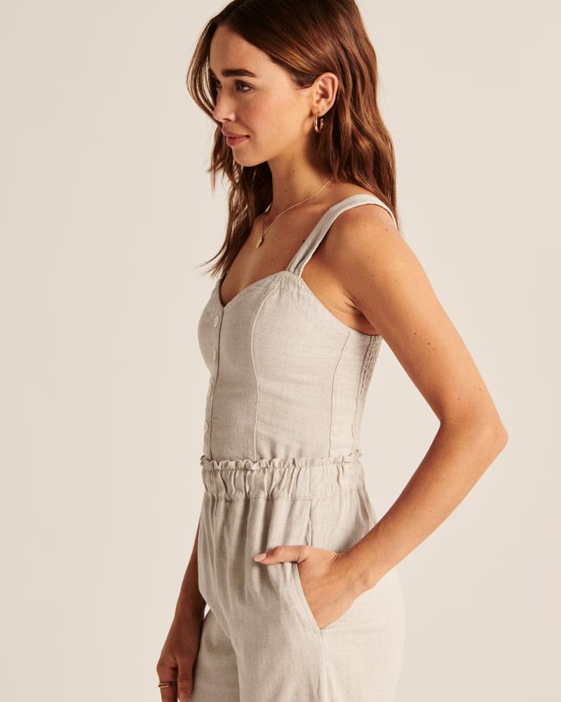 Pleated Wide Strap Button-Through Cami | Abercrombie & Fitch (US)