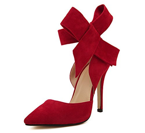 Z&L Fashion Women's Pointy Toe High Heel Stiletto Big Bow Pumps Red Size 6.5 | Amazon (US)