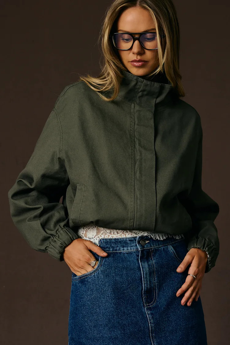 Malena Dark Olive Zip-Up Jacket | Lulus