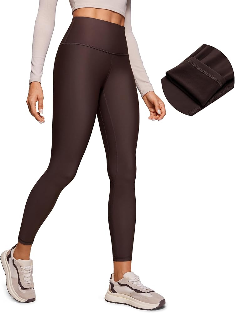 CRZ YOGA Womens High Waisted Fleece Lined Leggings 25 inches - Winter Warm Thick Thermal Soft Wor... | Amazon (US)