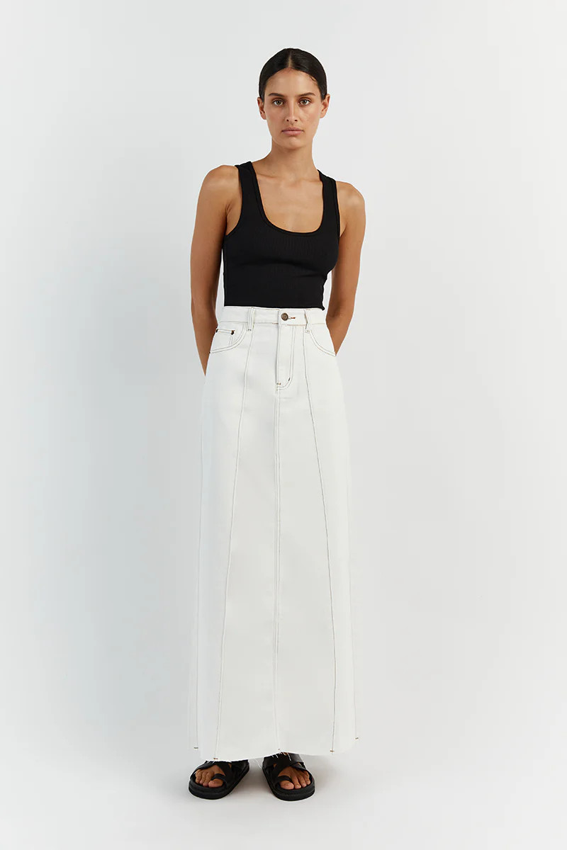 DELLA OFF WHITE COLUMN DENIM SKIRT | DISSH