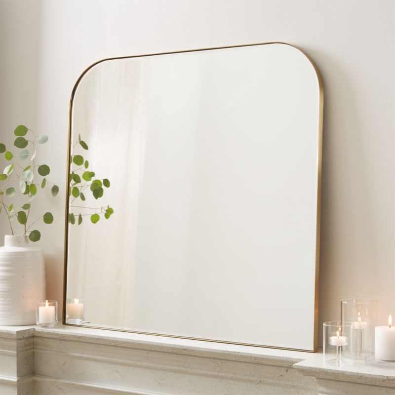 Edge Brass Minimalist Mirror + Reviews | Crate and Barrel | Crate & Barrel