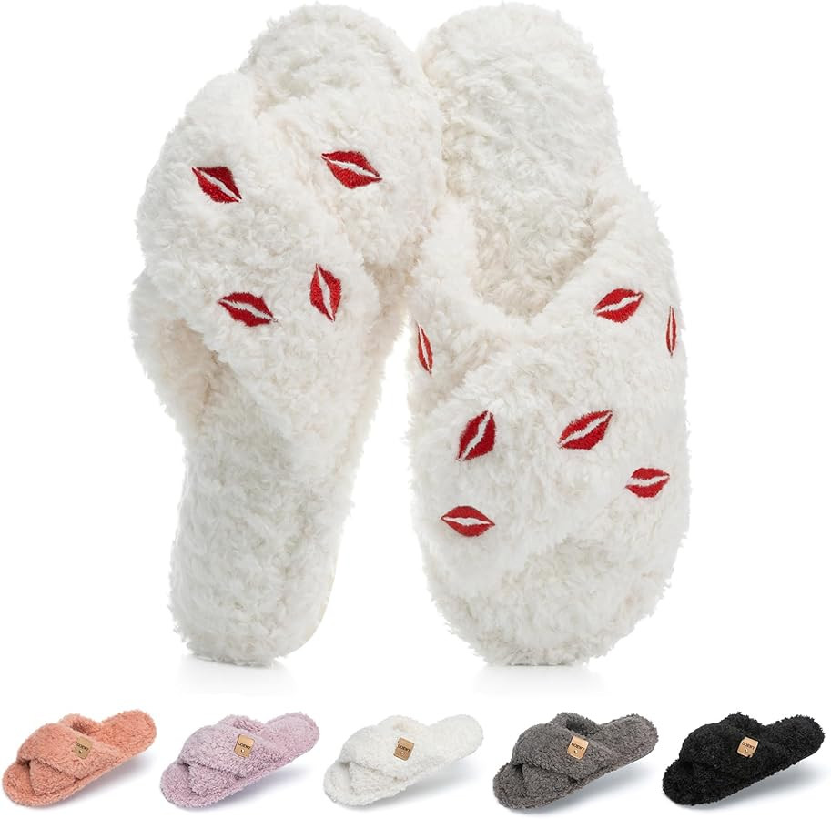 GOEWY Fuzzy Open Toe Slippers for Women Indoor and Outdoor with Memory Foam Cozy Cross Band Women... | Amazon (US)