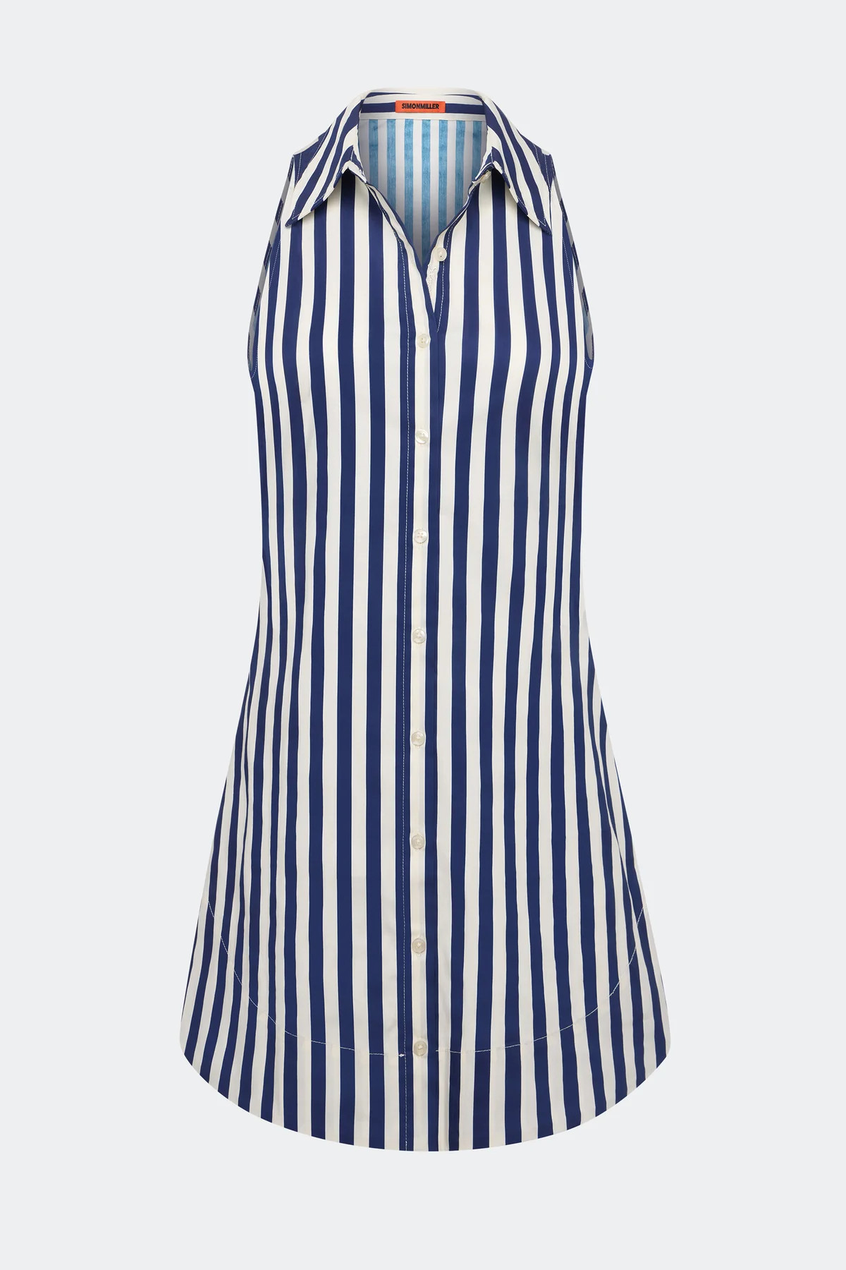 Loch Sleeveless Mini Dress in Navy/Cream Stripe | Simon Miller