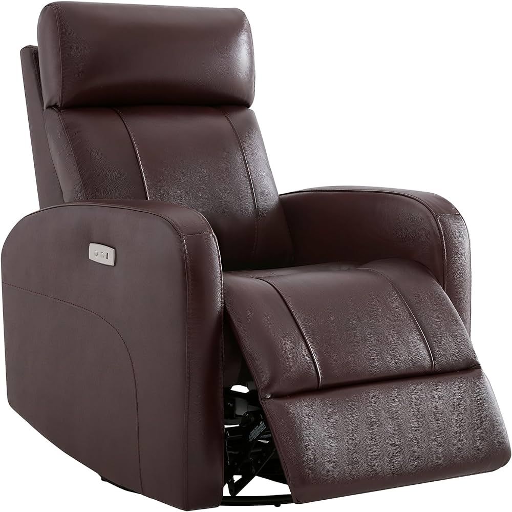CHITA Genuine Leather Power Swivel Glider Recliner Chair, Double Layer Backrest Truck Armrest Rec... | Amazon (US)