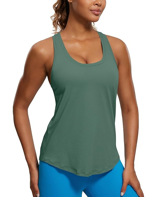 CRZ YOGA Womens Pima Cotton Racerback Workout Tank Tops Lightweight Loose Sleeveless Tops Athleti... | Amazon (US)