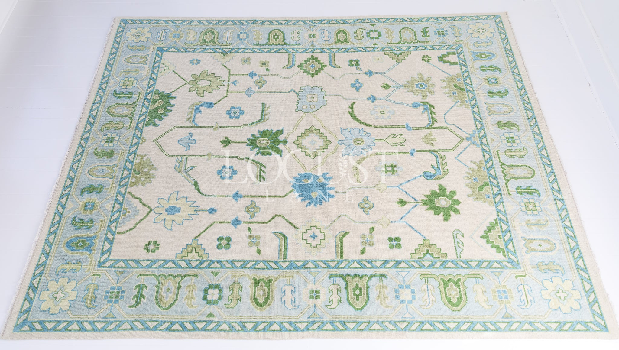 Emogene Rug – Hand-Knotted Blue & Green Wool Rug | Locust Lane | Locust Lane Rugs