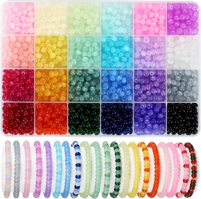 1440pcs Rondelle Beads for Jewelry Making, 3x6mm Abacus Glass Spacer Beads     Beads for Bracelet... | Amazon (US)