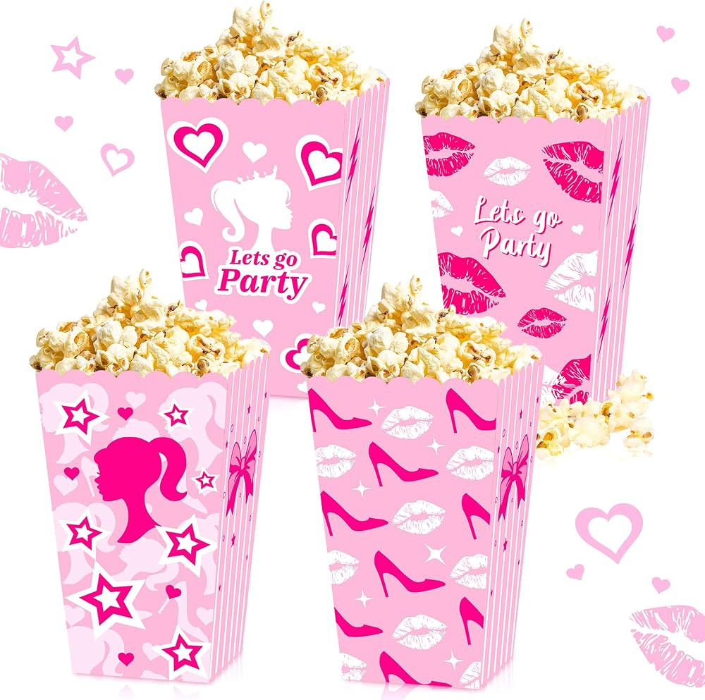 JeVenis 12 PCS Hot Pink Girl Popcorn Boxes Lets Go Party Favors Boxes Lets Go Party Favors Birthd... | Amazon (US)