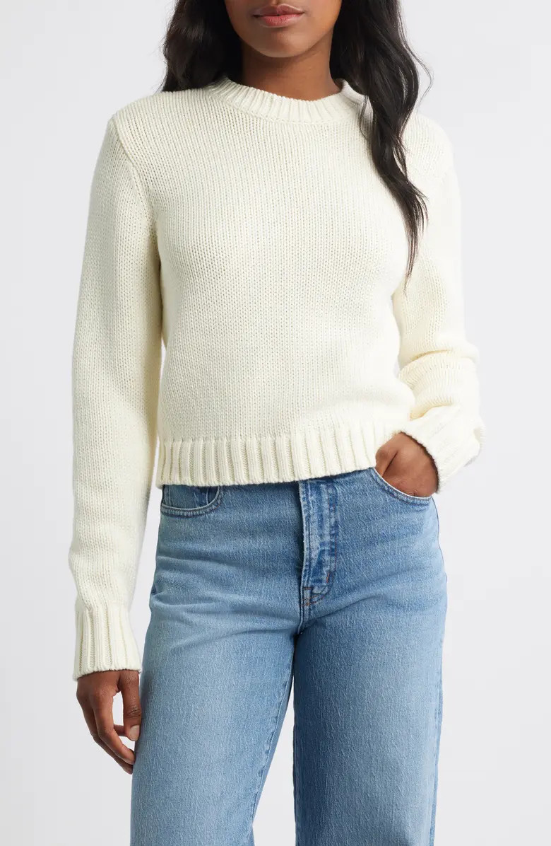 Solid Relaxed Cotton Sweater | Nordstrom
