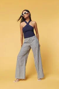Linen-Blend Striped Wide-Leg Pants | Forever 21 (US)