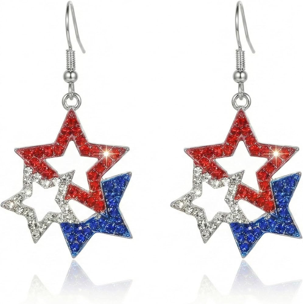 Halloween, Christmas, 4th of July Patriotic Earrings, Holiday Earrings Independence Day Stud Dang... | Amazon (US)