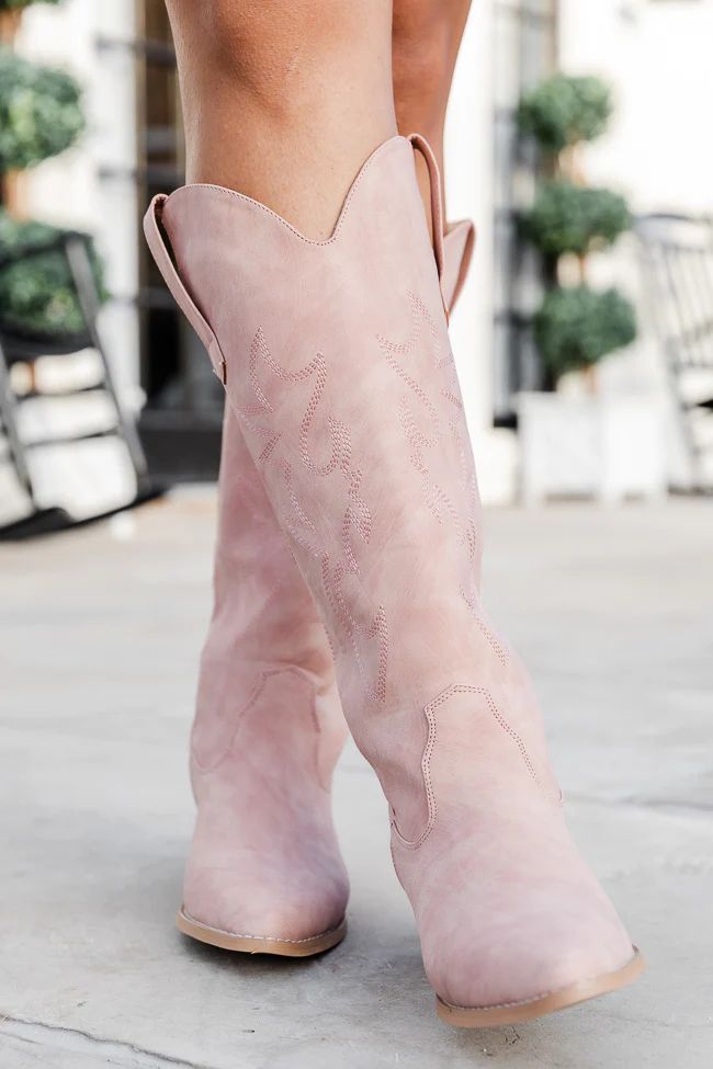 Charlotte Pink Leather Cowboy Boots | Pink Lily