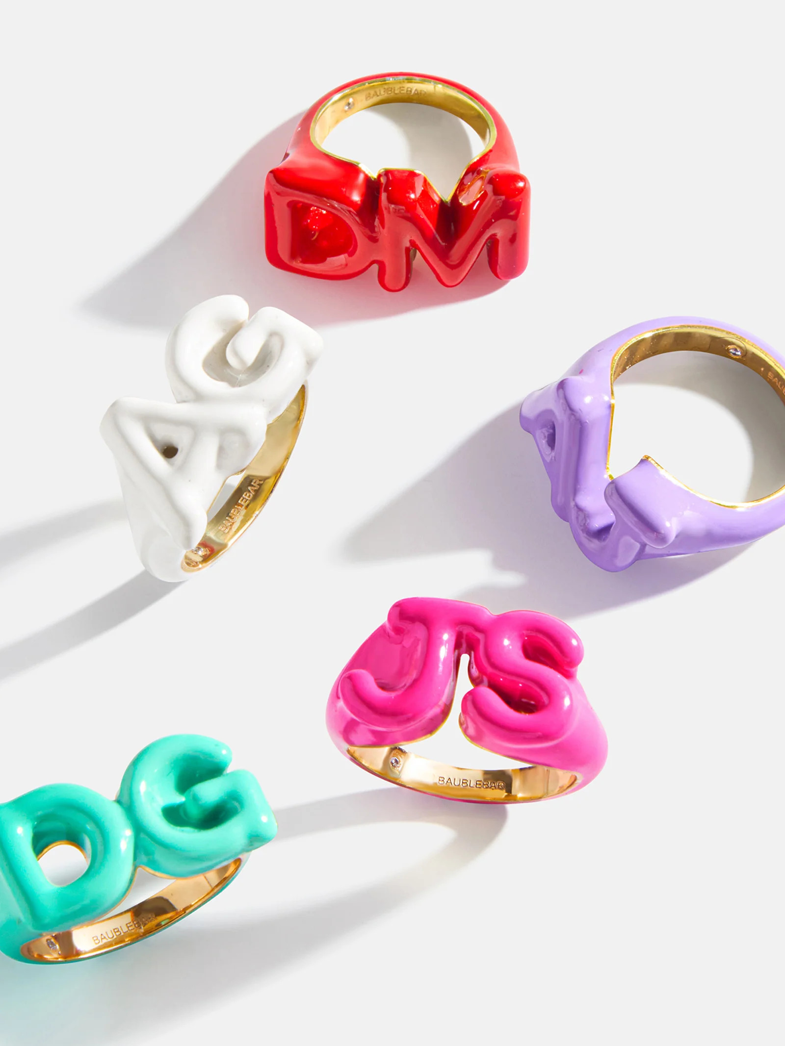 Block Enamel Custom Initial Ring - Hot Pink | BaubleBar