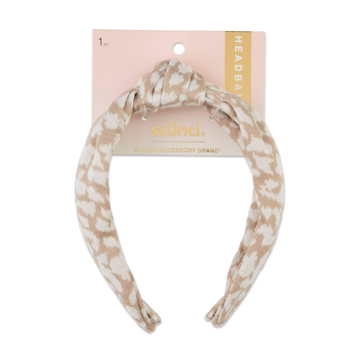 scunci Basic Knitted Headband - Tan White | Target