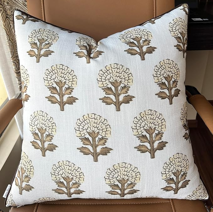 Babur Floral Printed Decorative Square Accent Throw Pillow Cover - Decor for Living Room, Sofa, C... | Amazon (US)