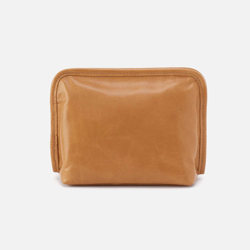 Beauty Cosmetic Pouch in Polished Leather - Natural | HOBO Bags