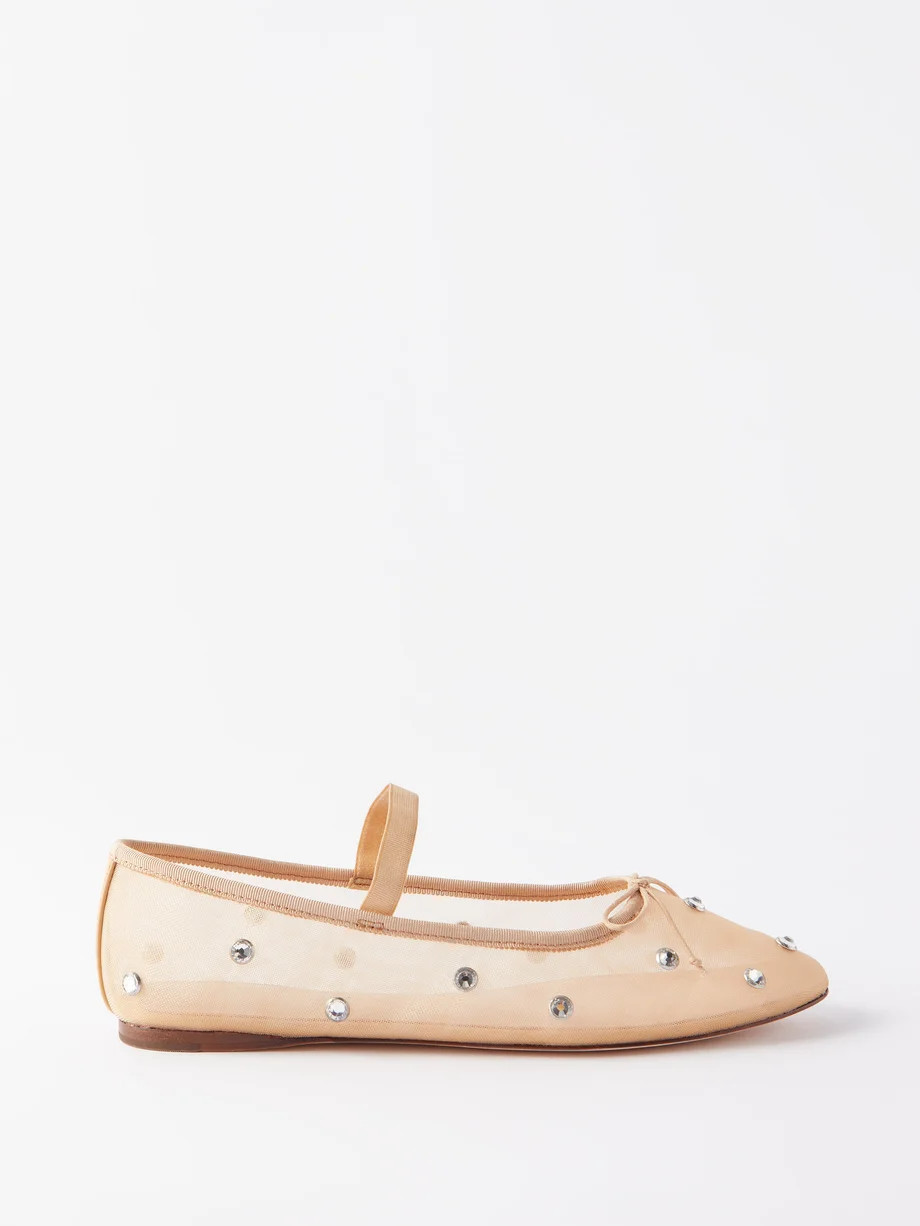 Leonie crystal-embellished mesh ballet flats | Matches (US)