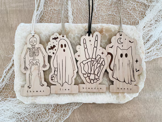 Halloween Name Tags Boo Basket Tags Spooky Kid Sign Modern - Etsy | Etsy (US)