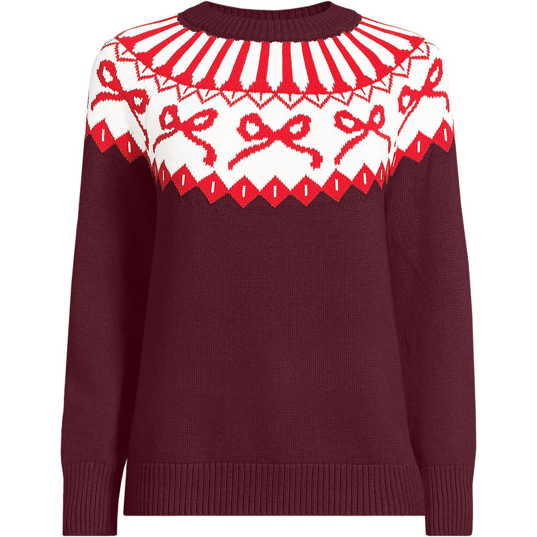 Women's Drifter Jacquard Raglan Crew Neck Sweater | Lands' End (US)