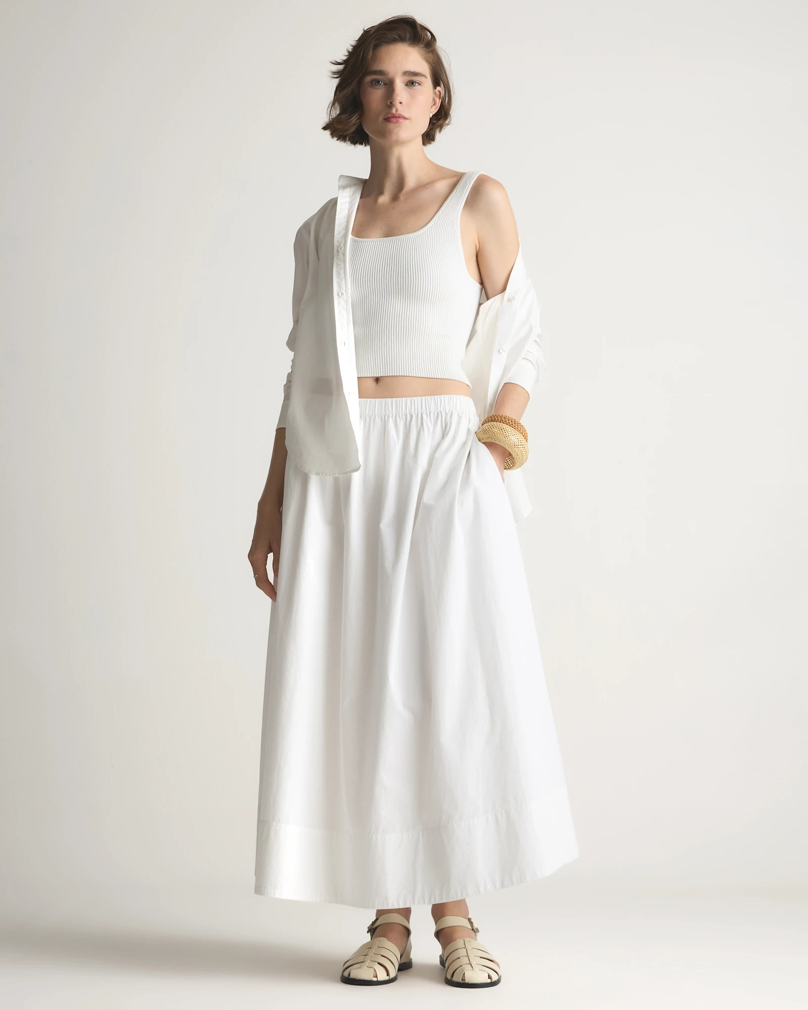 100% Organic Cotton Poplin A-line Maxi Skirt | Quince