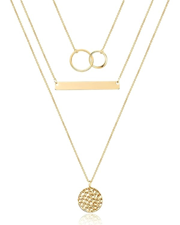 Turandoss Dainty Layered Choker Necklace, Handmade 14K Gold Plated Y Pendant Necklace Multilayer ... | Amazon (US)