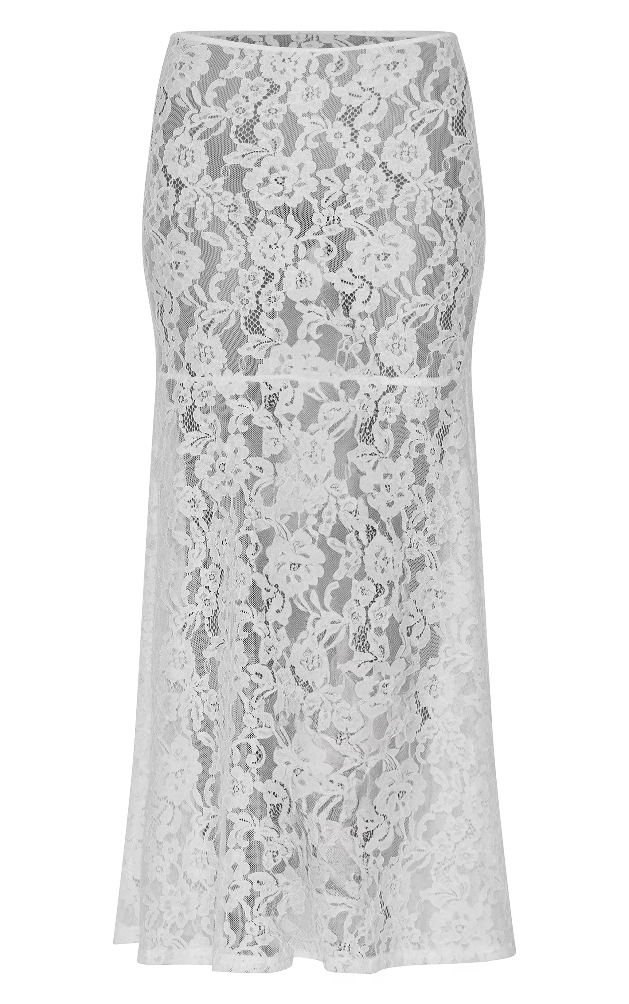 White Floral Lace Sheer Maxi Skirt | PrettyLittleThing UK