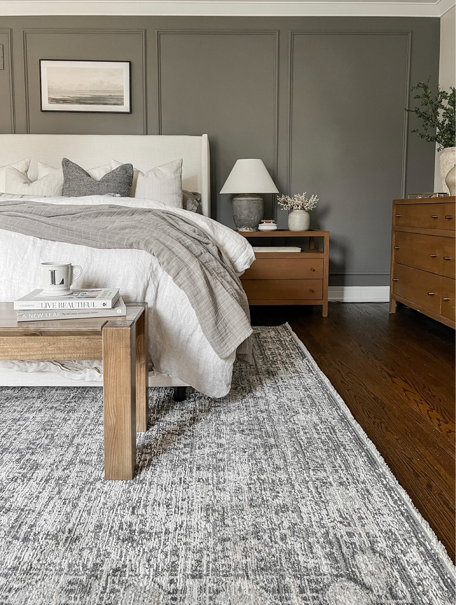 Neutral primary bedroom details - our upholstered bed is part of Wayfair’s End of Year Clearance event happening now through 1/3! 

Refresh any space for up to 60% off! #ad #wayfair @wayfair

#LTKsalealert #LTKFind #LTKhome