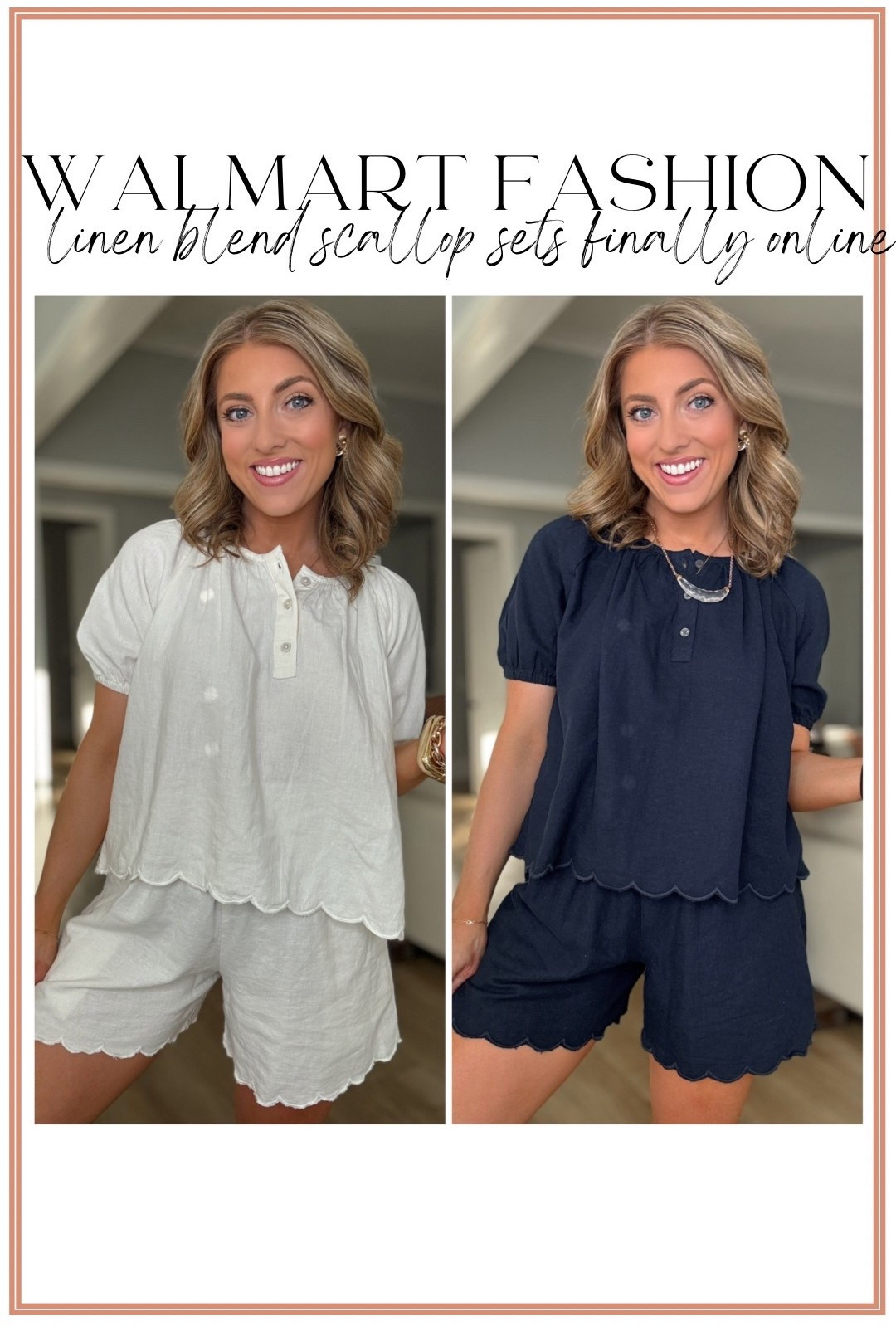 It’s FINALLY here and I’m not exaggerating when I say this one will go FAST 🤍 this scallop detail linen blend set just hit on Walmart after over a month of waiting and it is even better in person!!

The quality, the soft linen blend, the scalloped trim, the relaxed fit… it’s giving full on Anthropologie vibes without the price tag 🙌🏼 and the fact that it’s now available in FOUR colors and fully stocked (for now 👀) makes it an instant add to cart.

This is one of those effortless throw-on sets you’ll wear on repeat all spring and summer—whether it’s errands, vacation, or everyday mom life. Trust me, this will not stay in stock long.

Run don’t walk on Walmart 🛒

#walmartfashion #walmartfinds #walmartstyle #affordablefashion #linenstyle #matchingset #springstyle #summerstyle #momstyle #everydaystyle #neutralstyle #scallopdetail #lookforless #anthrovibes #casualchic #walmartnewarrivals

#LTKmomlife #LTKootd #LTKPetite