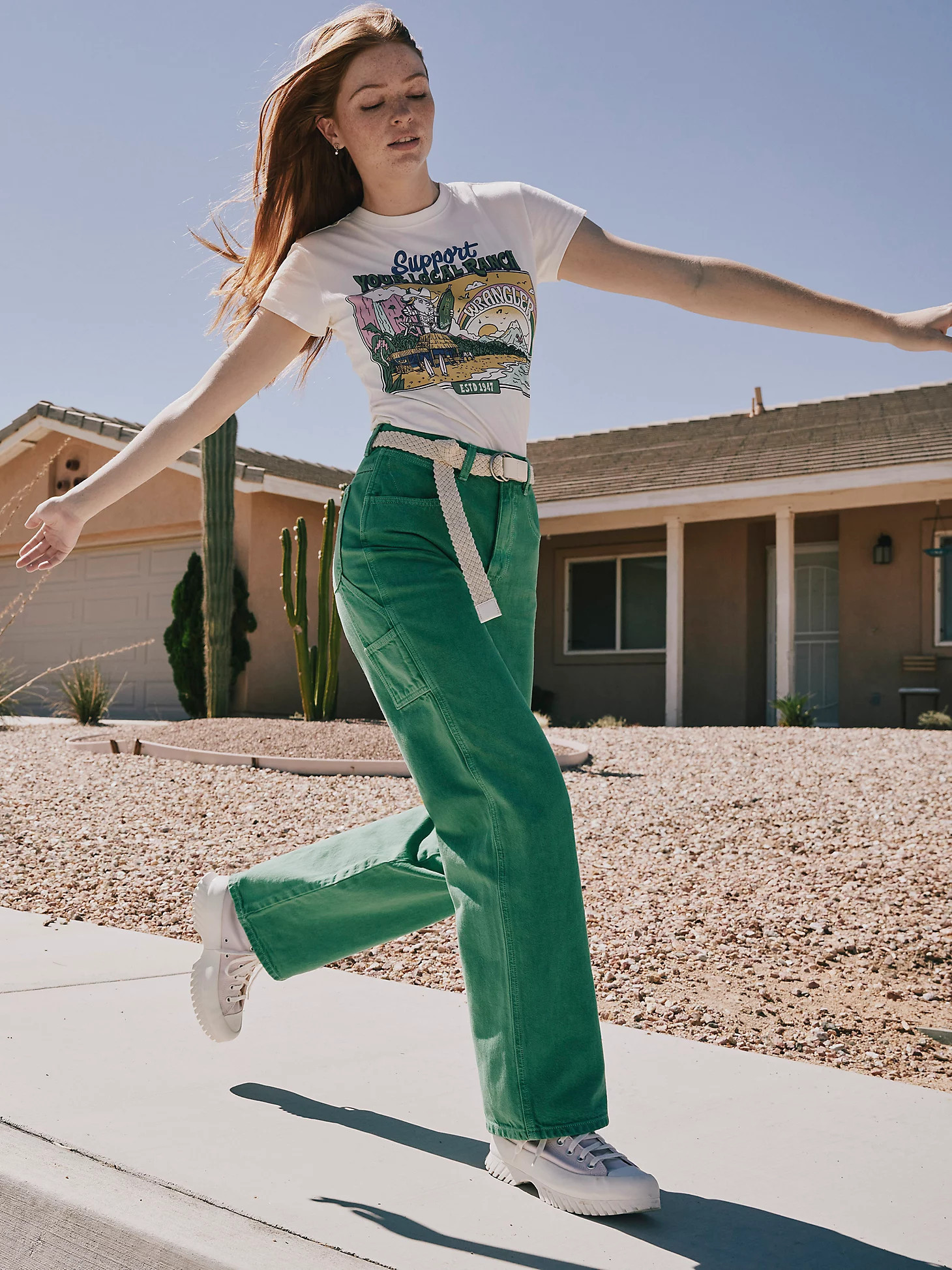 Women's Relaxed Carpenter Mom Jean in Bright Green | Wrangler