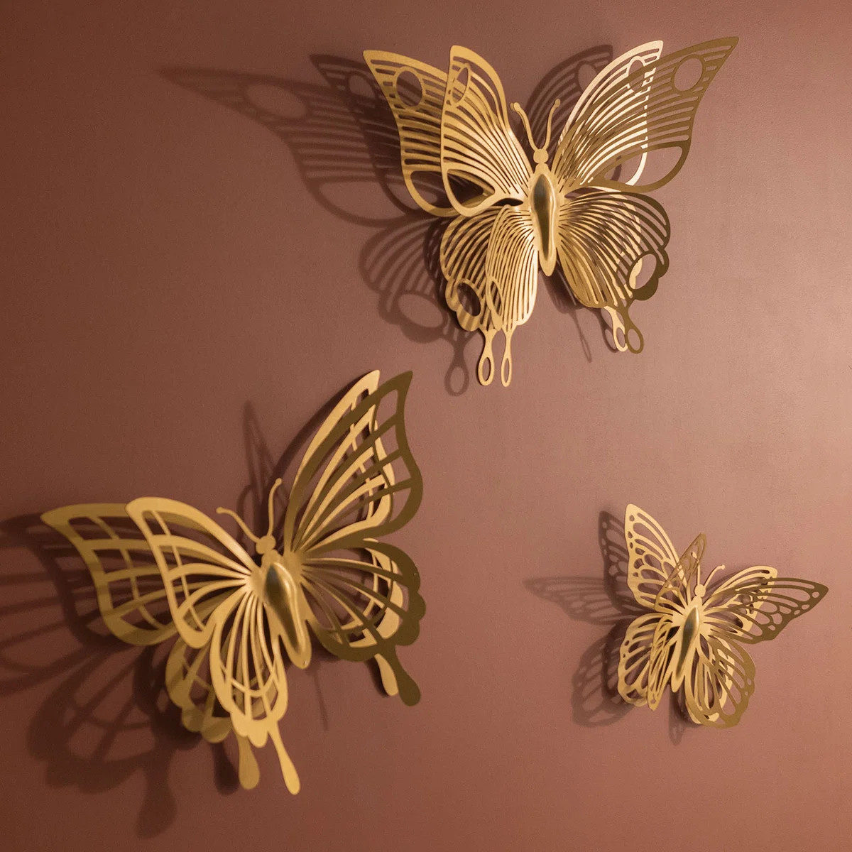 3D Metal Butterflies Wall Decor Set - 3 Piece (Set of 3) | Wayfair North America