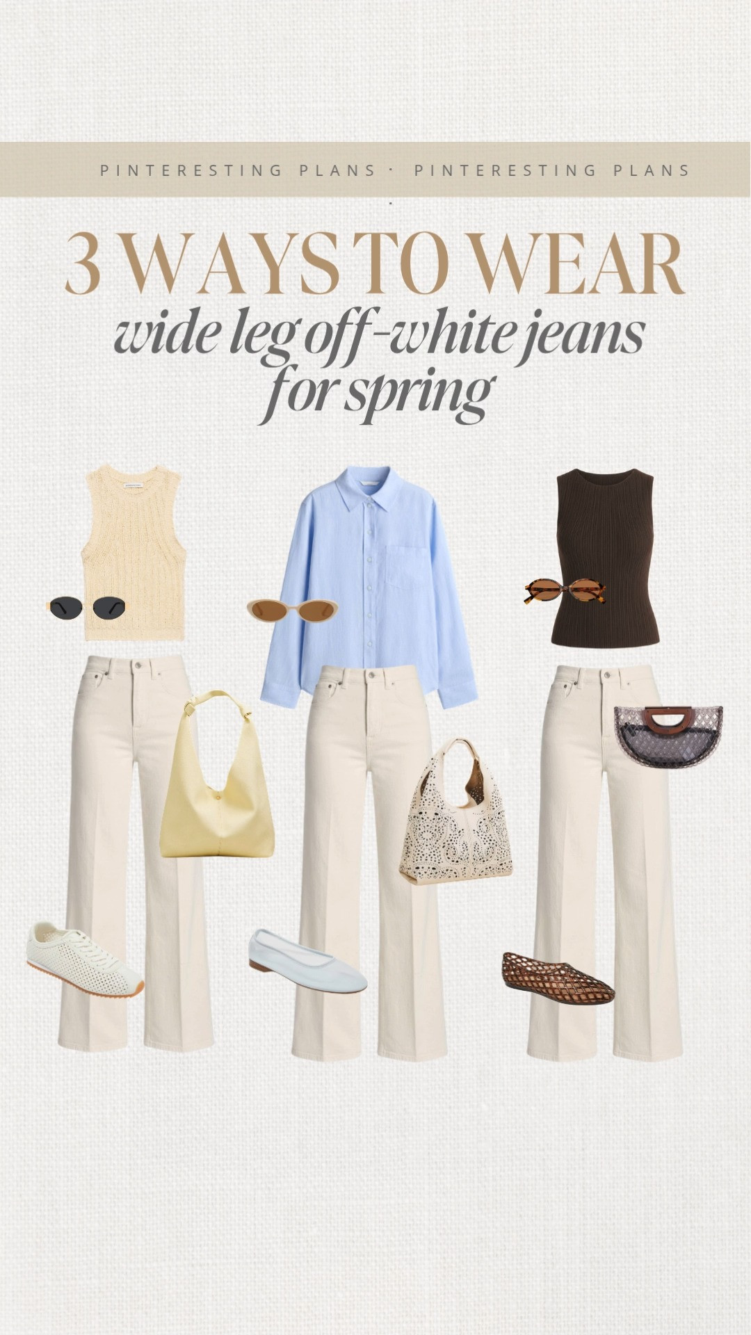 3 ways to style wide leg, off-white jeans for spring 🙌🏻🙌🏻￼

#LTKdayinmylife #LTKootd #LTKSeasonal