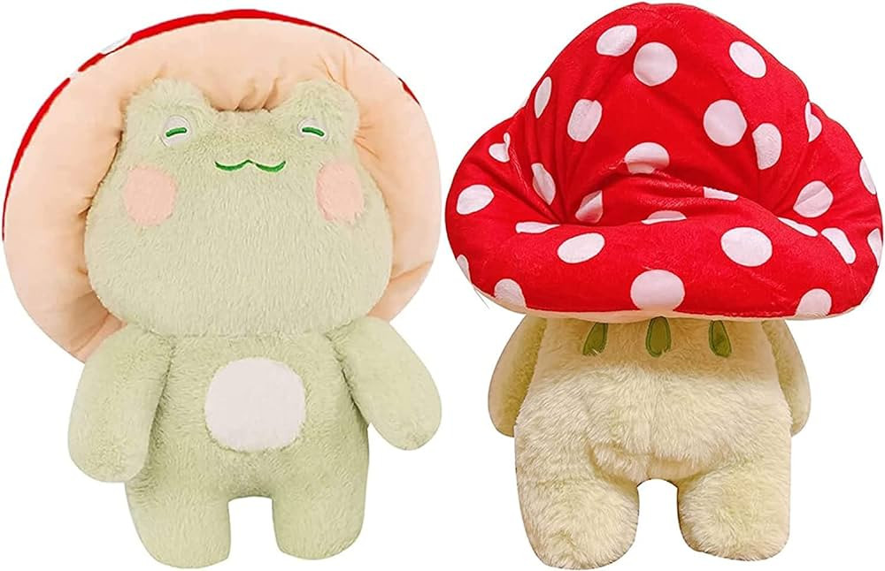 Frog Plush Toys, 10" Cute Frog with Red Mushroom Hat Stuffed Animals, Kawaii Plushies Gift for Ki... | Amazon (US)