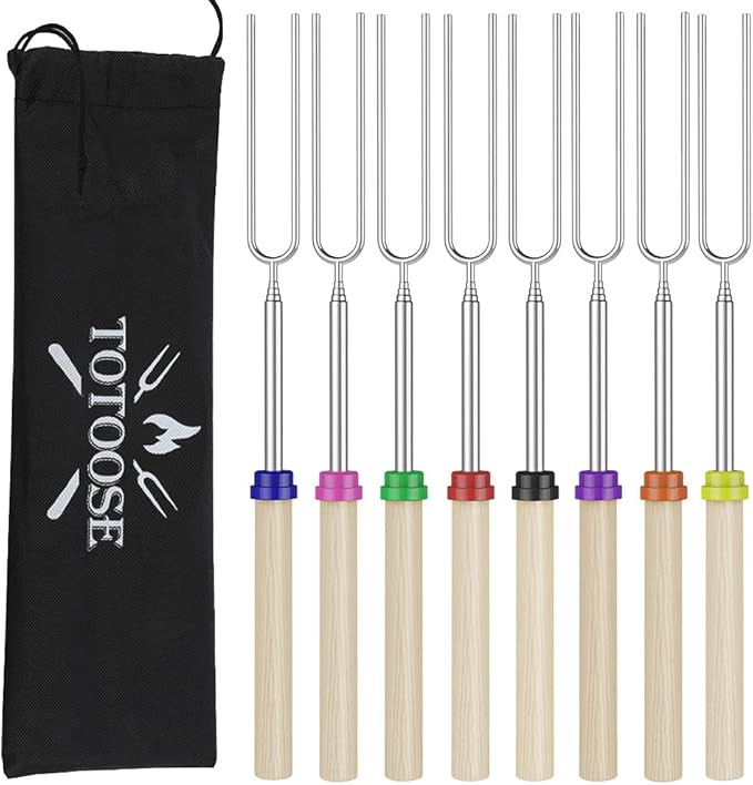 Amazon.com: Totoose Extendable Marshmallow Roasting Sticks - Set of 8 Telescoping Smores Skewers ... | Amazon (US)