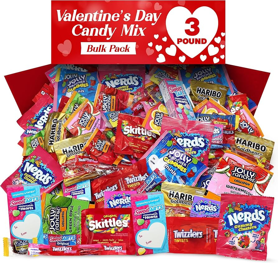 Valentine's Candy Bulk Variety 3 Pound - Assorted Candy Individually Wrapped Candy For Classroom ... | Amazon (US)