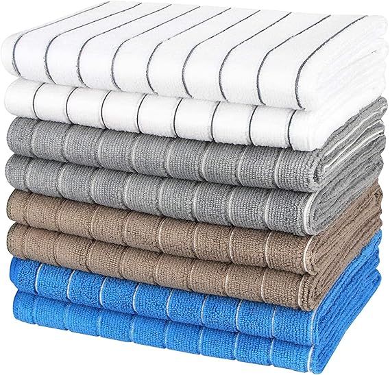 AIDEA Dish Towels-8 Pack, 18"x26", Super Absorbent, Multi-Purpose Microfiber Kitchen Towels for H... | Amazon (US)