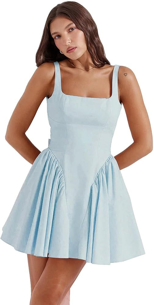 Short Homecoming Dresses with Bow A Line Satin Prom Dress Backless Pleated Mini Cocktail Party Dr... | Amazon (US)