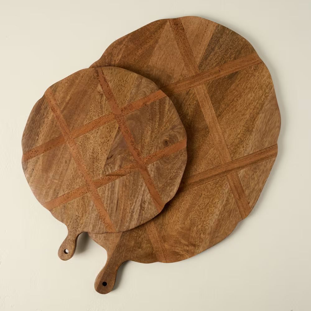 Antiqued Wood Large Oval Serving Board | Magnolia