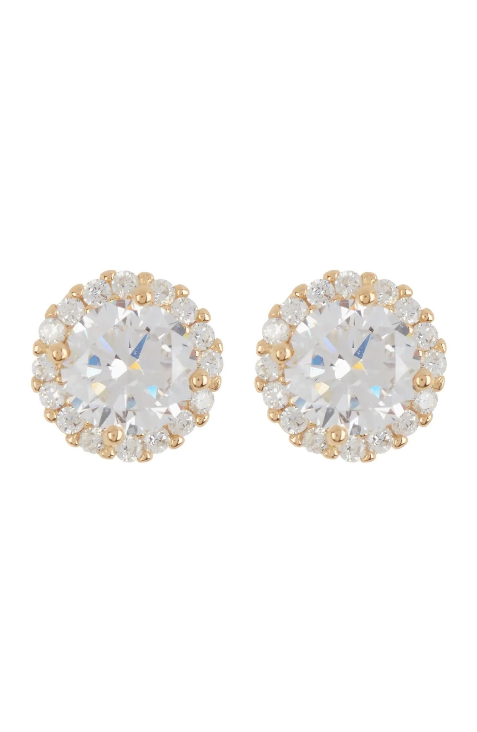 Adornia 14K Yellow Gold Plated Swarovski Crystal Halo Stud Earrings | Nordstromrack | Nordstrom Rack