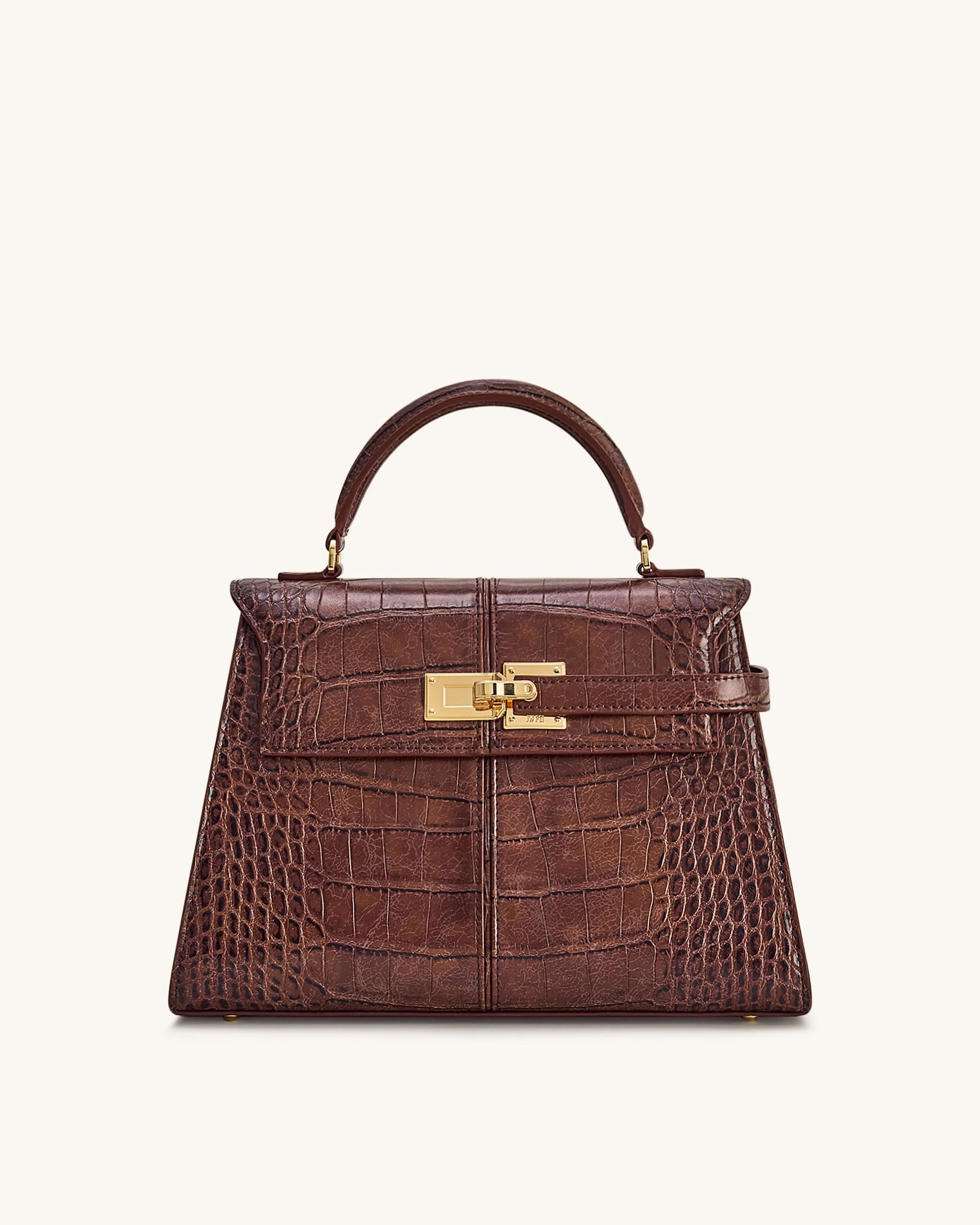 Elise Large Croc-Embossed Top Handle Bag - Chestnut Brown | JW PEI US