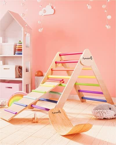 Pikler Triangle Climber with Ramp, Wooden Baby Climbing Toys Indoor, Foldable Montessori Toddler ... | Amazon (US)